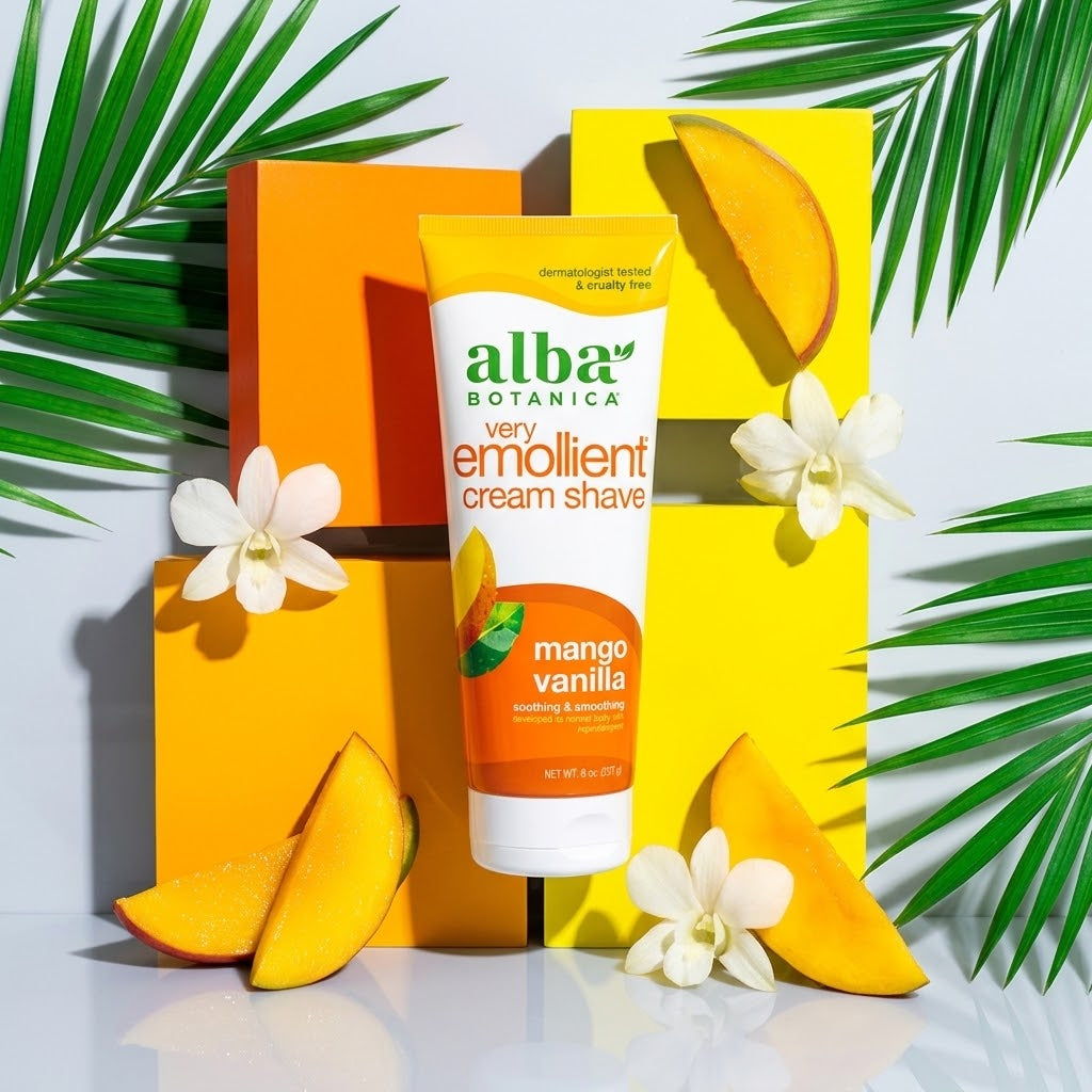 Alba Botanica, Moisturizing Cream Shave oz, na, Mango Vanilla, 8 oz Alba Botanica