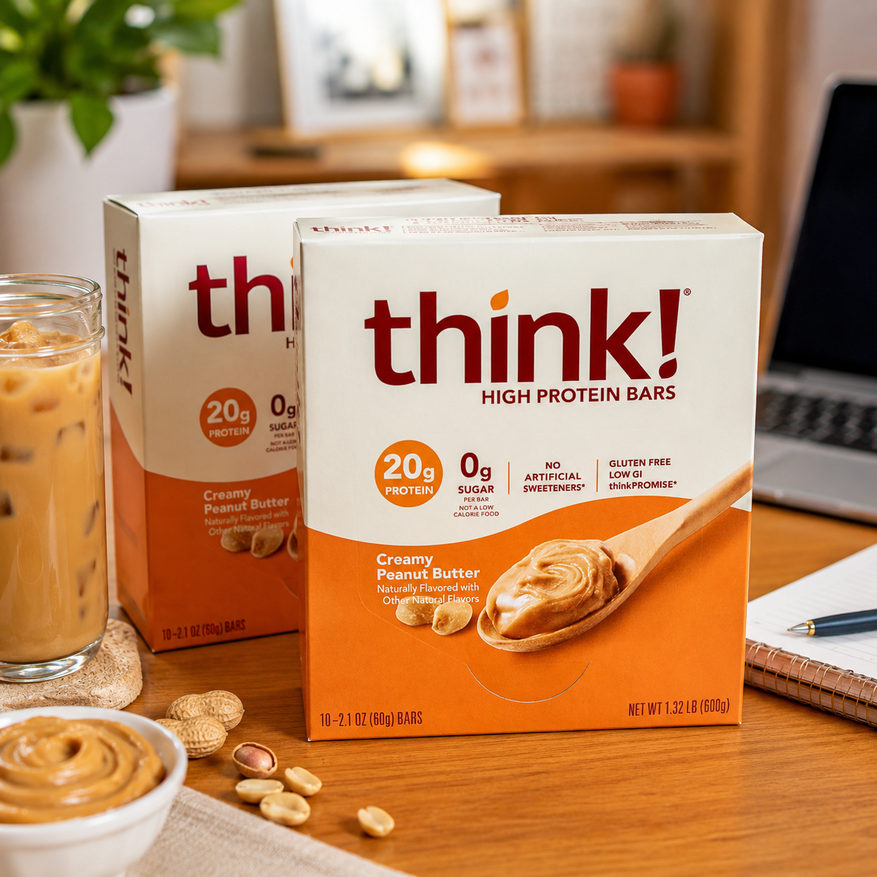 thinkThin Protein Bars Creamy Peanut Butter 2.1 oz 10 Bars