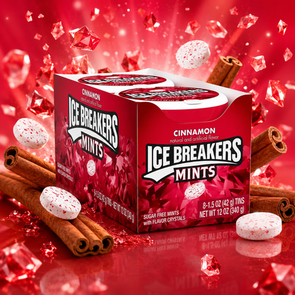 Ice Breakers Cinnamon Sugar Free Mints Tins 1.5 oz