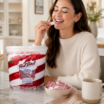 Red Bird Peppermint Puffs Hard Candy Mint Flavor Tub 18 oz