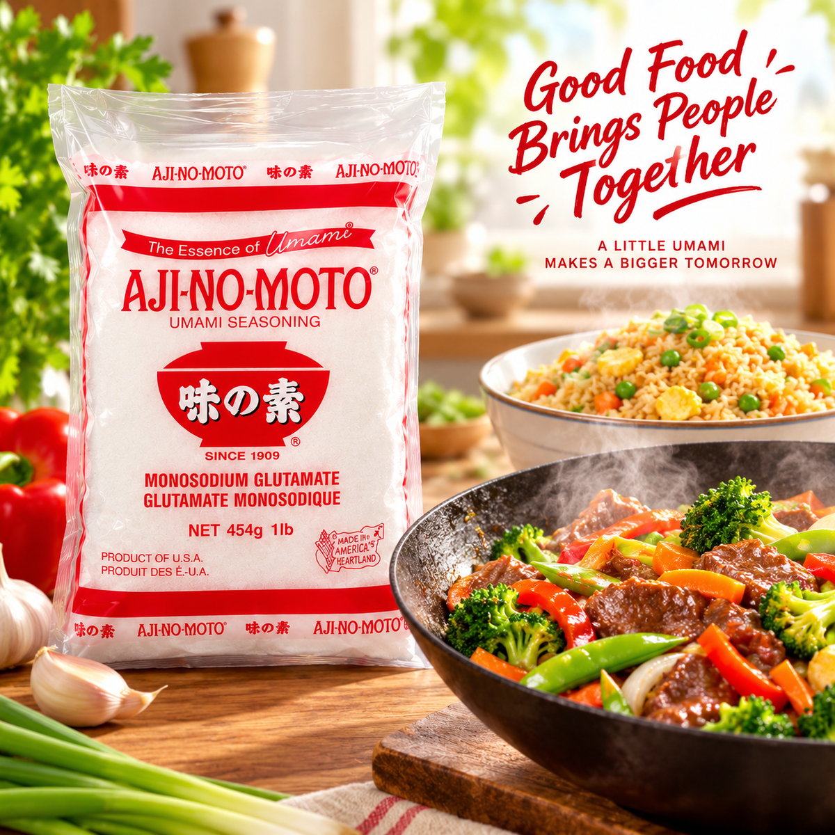 Ajinomoto MSG in Plastic Bag Umami Seasoning 454g / 1LB / 16 oz (Pack of 3) Ajinomoto