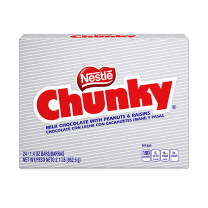 Nestle Chunky Chocolate Single Candy Bars, 1.4 Ounce (Pack of 24)