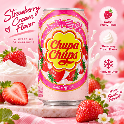 Namyang Chupa Chups Sparkling Soda Strawberry Flavor 345 mL (Pack of 6) Chupa Chups