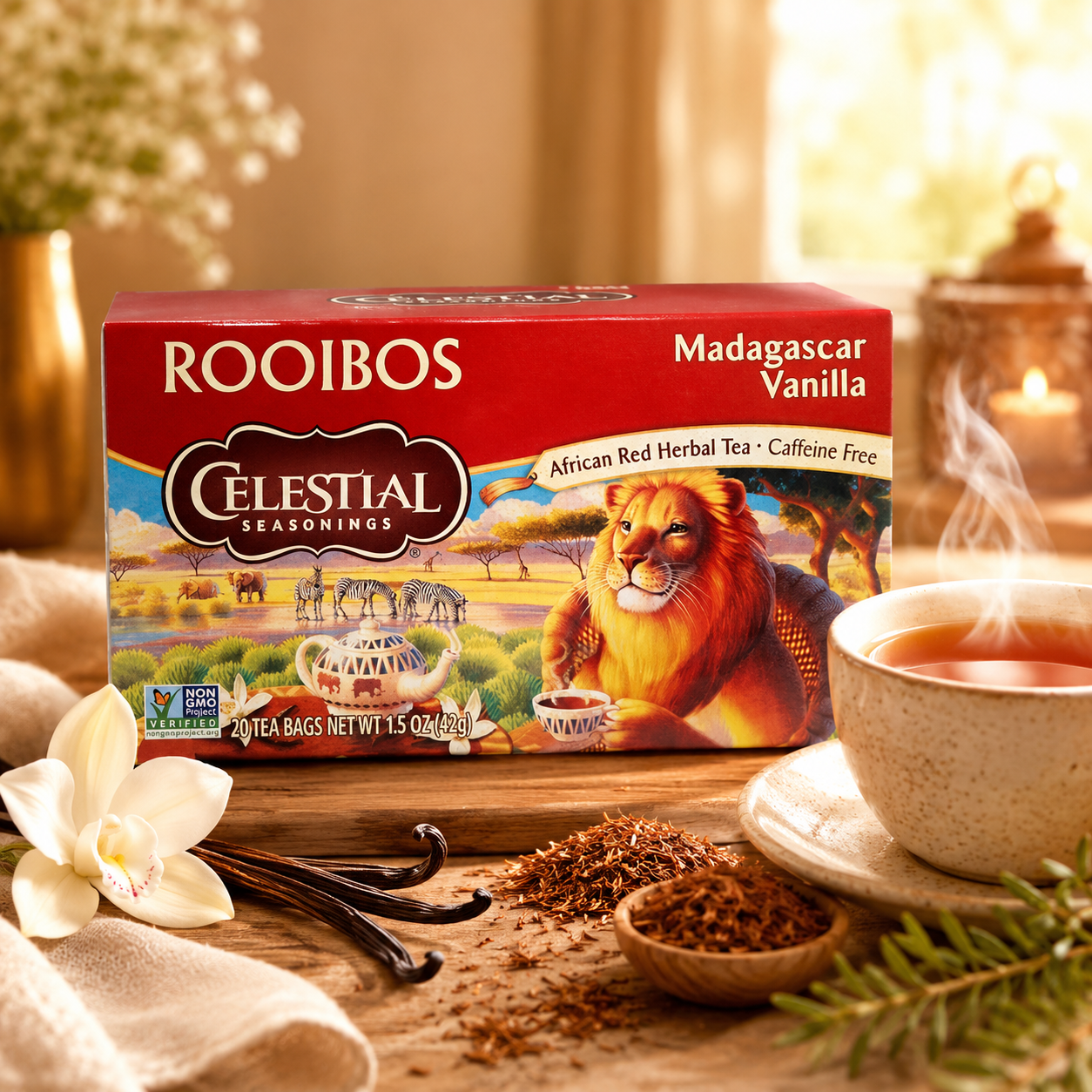 Celestial Seasonings Tea Red Rooibos Madagascar Vanilla (Pack of 3)