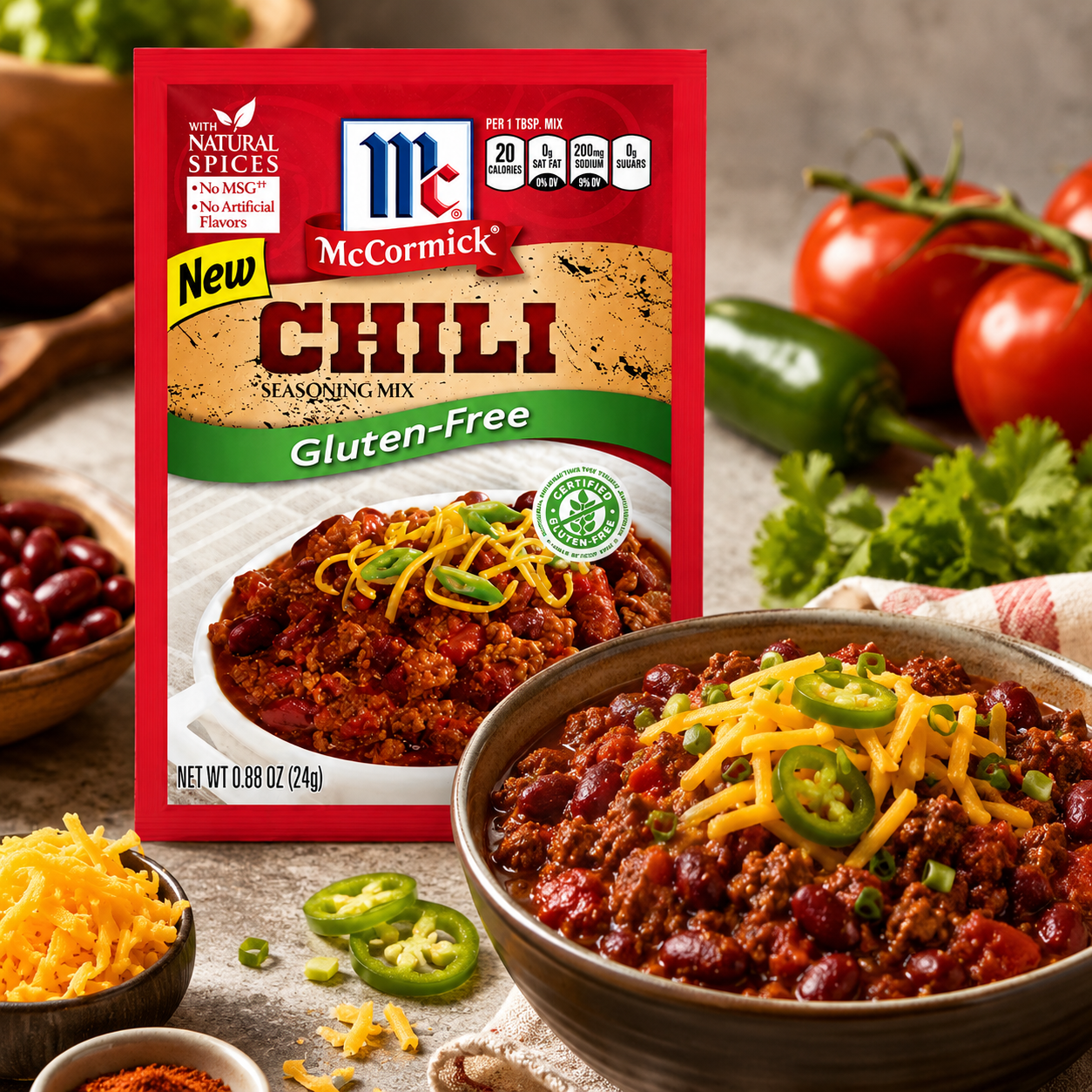 McCormick Gluten Free Chili Seasoning Mix 1 oz Packets (Pack of 4)