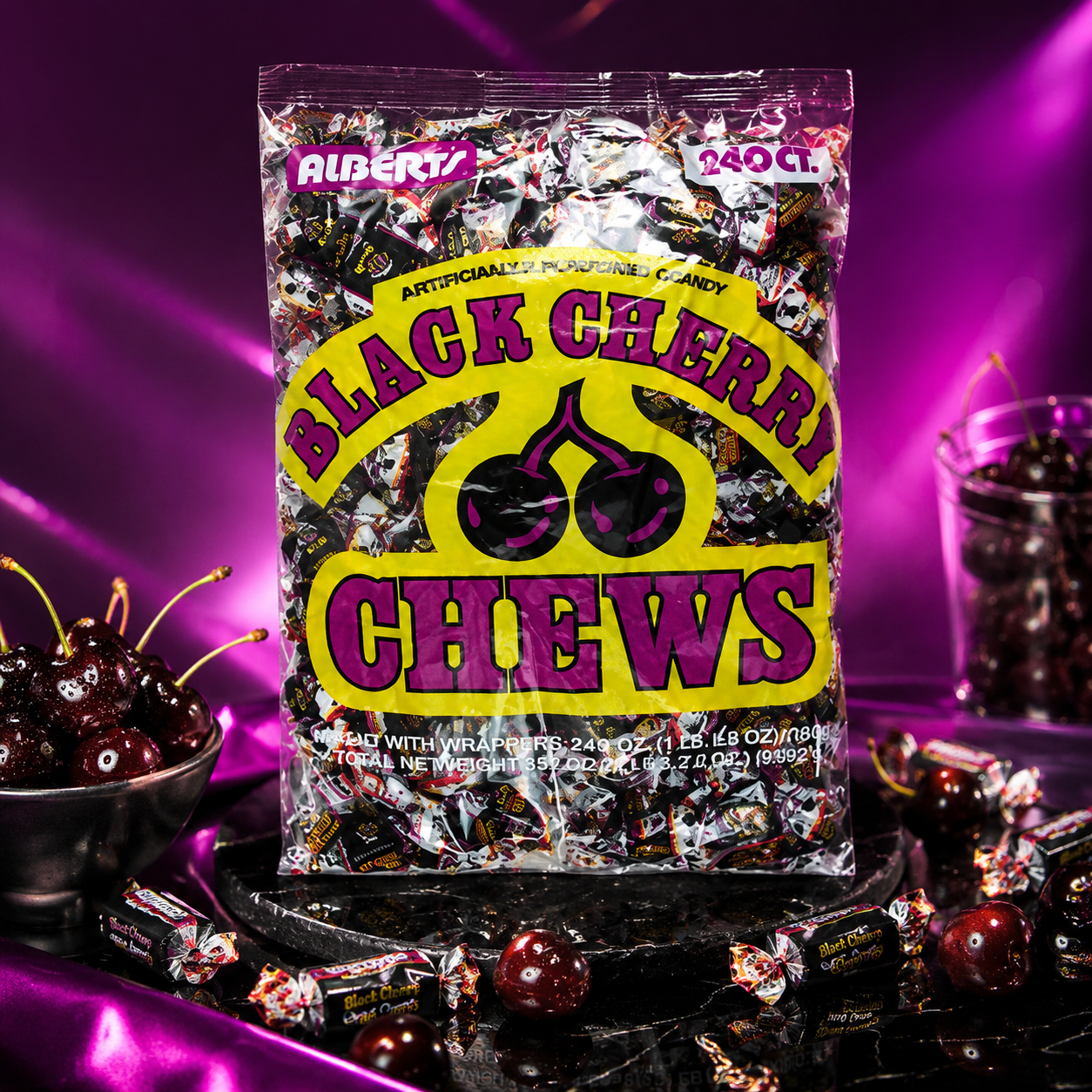 Albert's Chews Black Cherry 240 Piece Bag