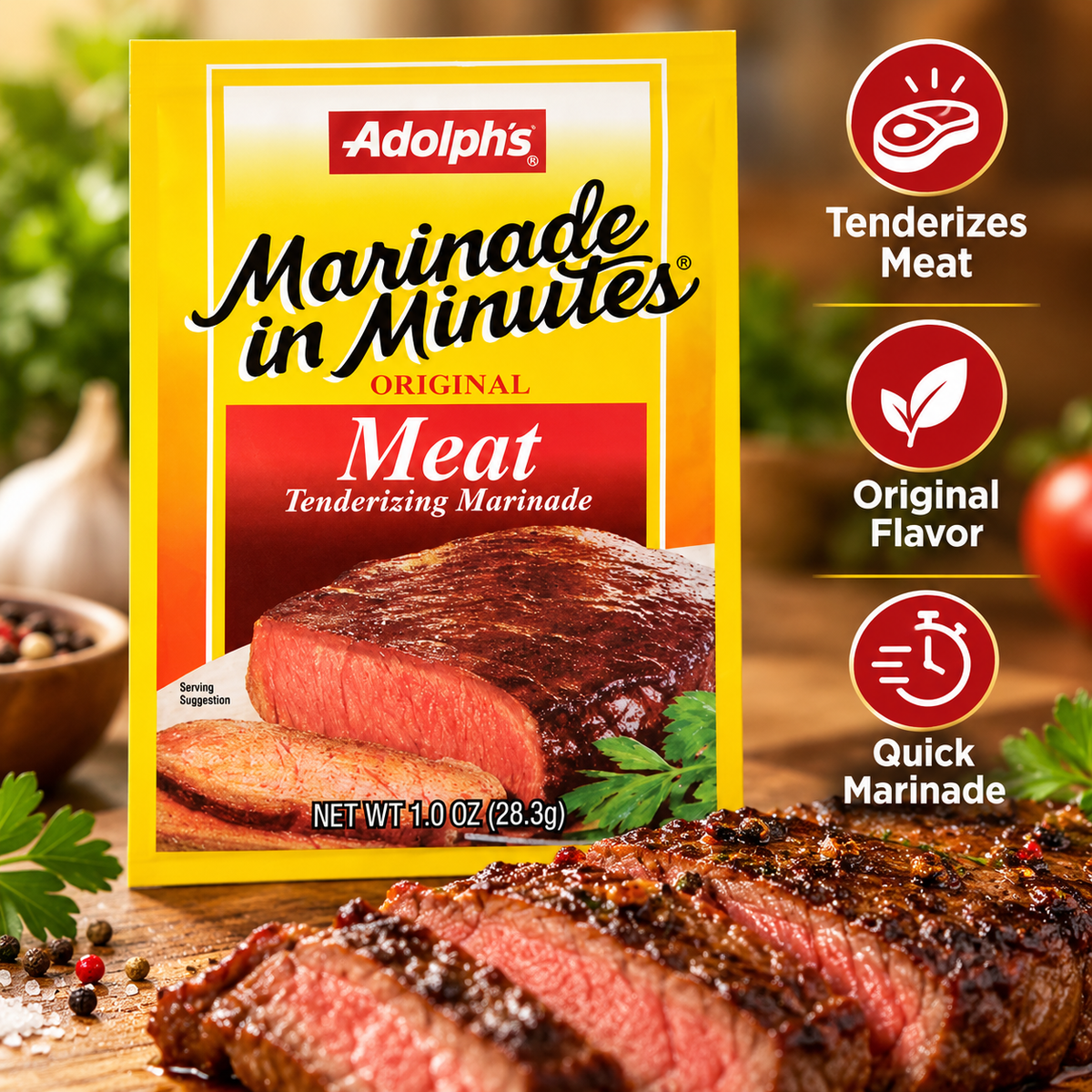 Adolph's Adolph Original Meat Tenderizing Marinade, 1-Ounce (Pack of 8) Adolph's