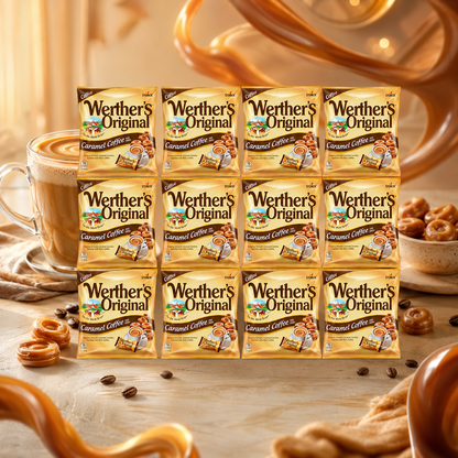 Werther's Original Caramel Coffee Hard Candy - Individually Wrapped Hard Candies for Halloween, Parties, or Snacks - 2.65 oz Bags (Pack of 12)