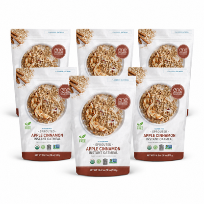 One Degree Organic Foods Sprouted Instant Oatmeal, USDA Organic, Non-GMO, Vegan, And Gluten Free Instant Oatmeal, Apple Cinnamon, (Pack of 6)