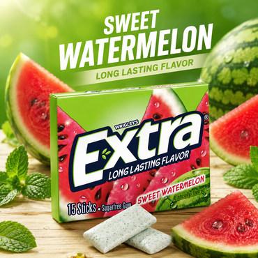 Extra Fruit Sensation Sweet Watermelon Flavor Chewing Gum 15 Pieces