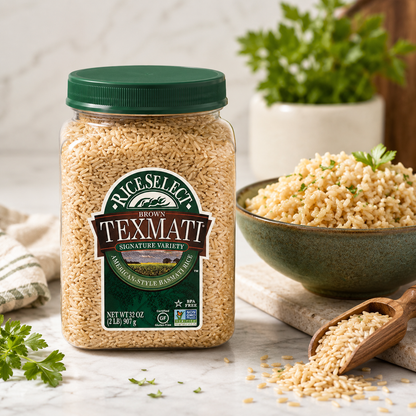 RiceSelect Texmati Brown Rice, Long Grain, Whole Grain, Gluten-Free, Non-GMO, 32 oz (Pack of 4)