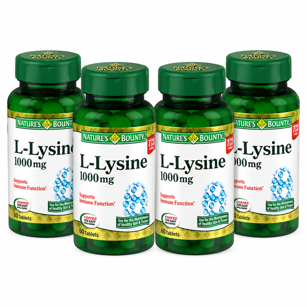Nature's Bounty L-Lysine 1000 mg Tablets, 60 Count (Pack of 4) Nature's Bounty