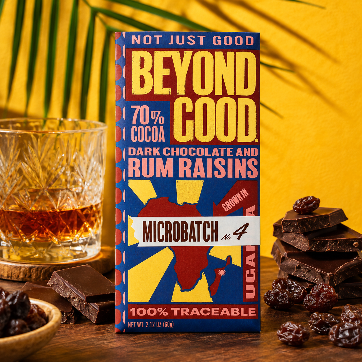 Beyond Good 70% Rum Raisins Microbatch Chocolate Bar, 2.12 Ounce