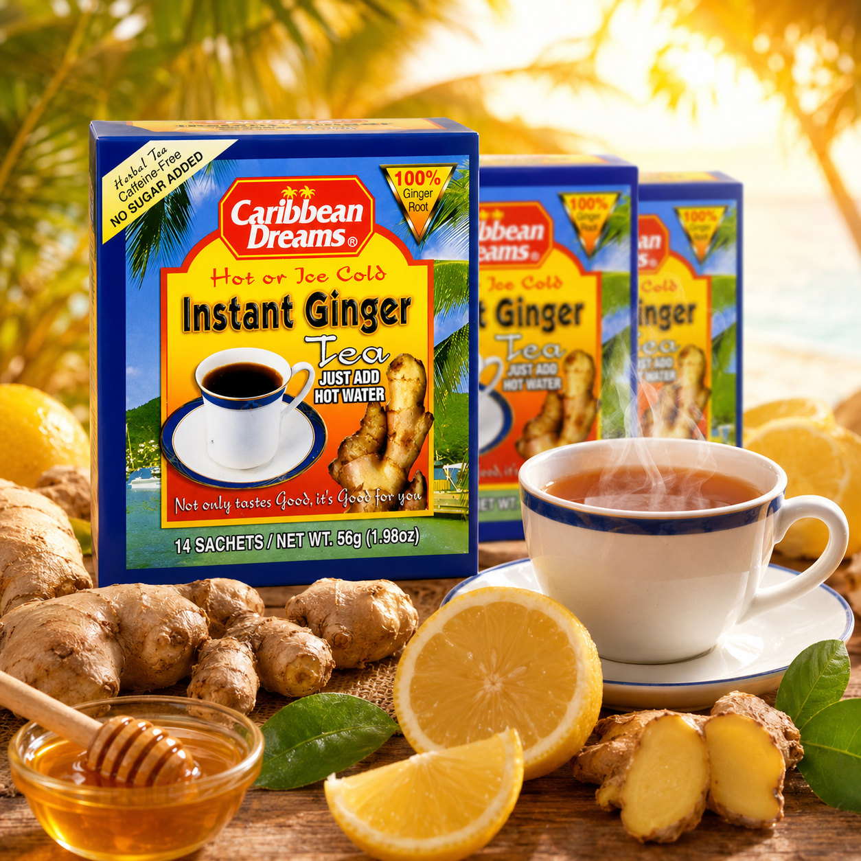 Caribbean Dreams Ginger Tea Instant Unsweetened 14 Sachets