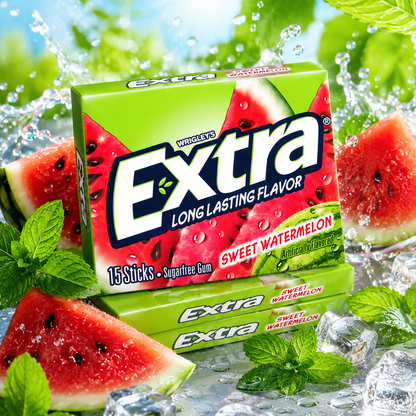 Extra Fruit Sensation Sweet Watermelon Flavor Chewing Gum 15 Pieces