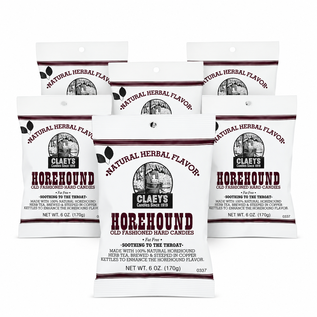 Claeys Natural Horehound Old Fashion Hard Candy Bags 6 oz