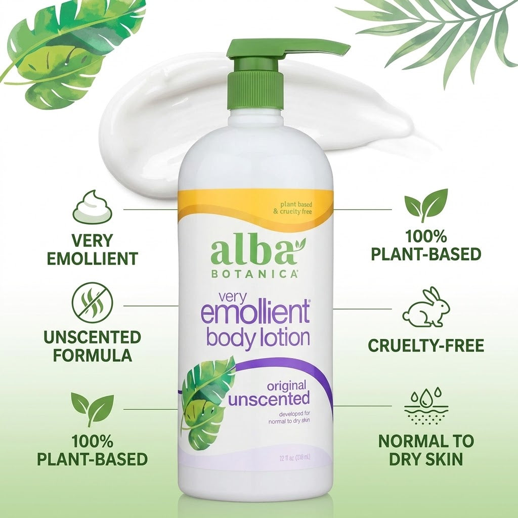 Alba Botanica Lotion Emollient Unscented, 32 fl oz Alba Botanica