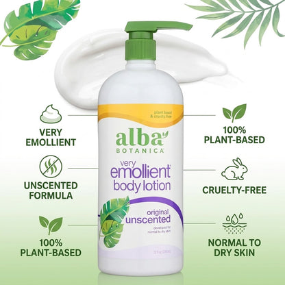 Alba Botanica Lotion Emollient Unscented, 32 fl oz Alba Botanica
