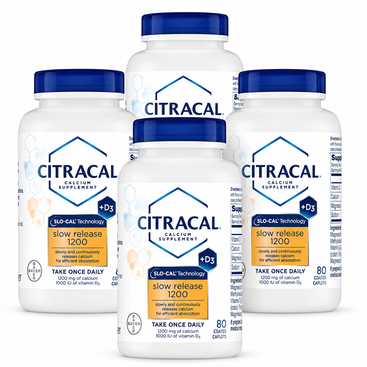 Citracal Calcium + D Slow Release 1200 Tablets 80 Tablets (Pack of 4)