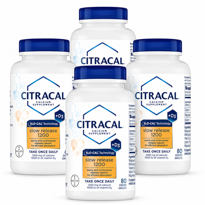 Citracal Calcium + D Slow Release 1200 Tablets 80 Tablets (Pack of 4)
