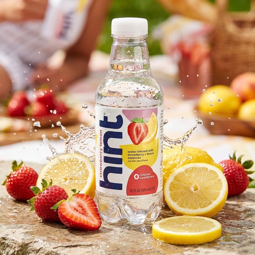 Hint Strawberry + Lemon Infused Water, 16 fl oz (Pack of 12) Hint