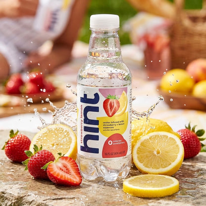 Hint Strawberry + Lemon Infused Water, 16 fl oz (Pack of 12) Hint