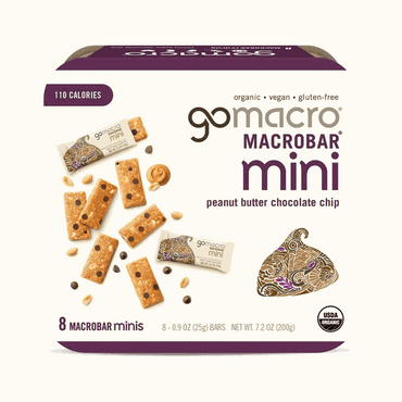 GoMacro Organic Peanut Butter Chocolate Chip Mini MacroBars Snack Food Bars 7.2 oz