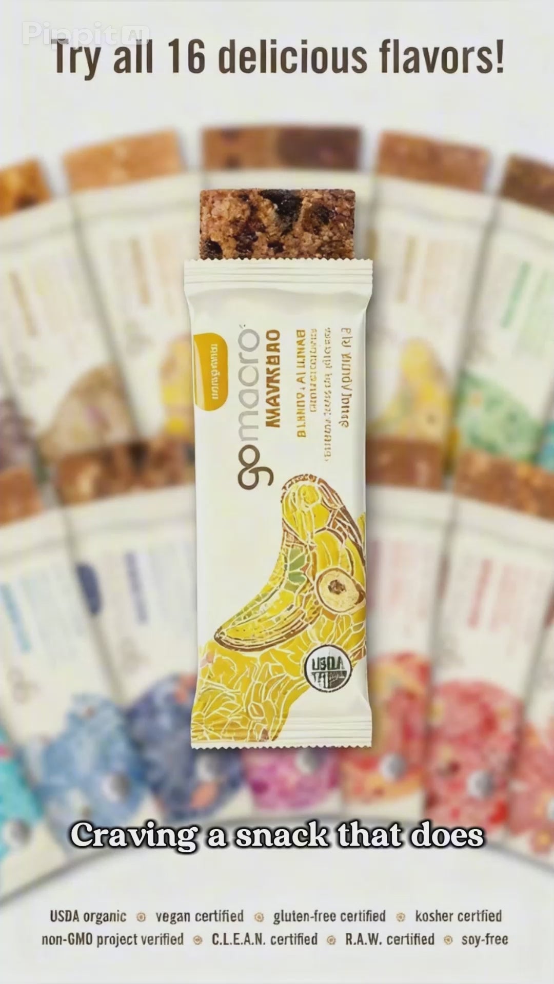 GoMacro MacroBar Organic Vegan Protein Bars Banana + Almond Butter Bars 1.9 oz