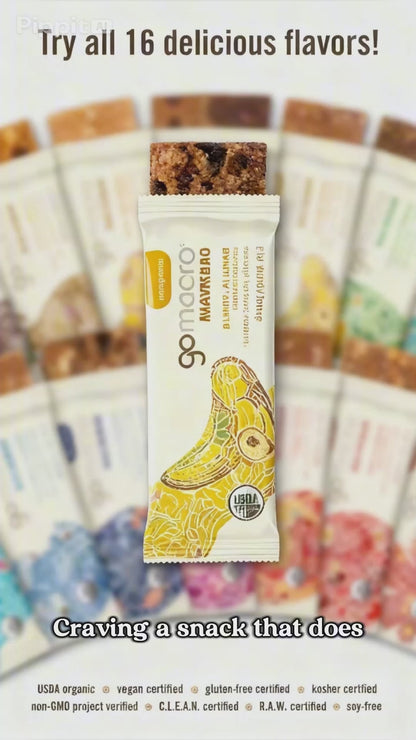 GoMacro MacroBar Organic Vegan Protein Bars Banana + Almond Butter Bars 1.9 oz