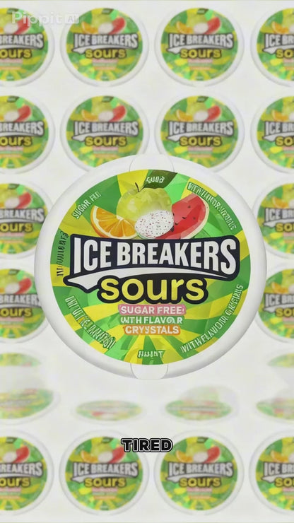 Ice Breakers Sours Green Apple Tangerine Watermelon Flavors Sugar-Free Mints 1.5-oz Canisters
