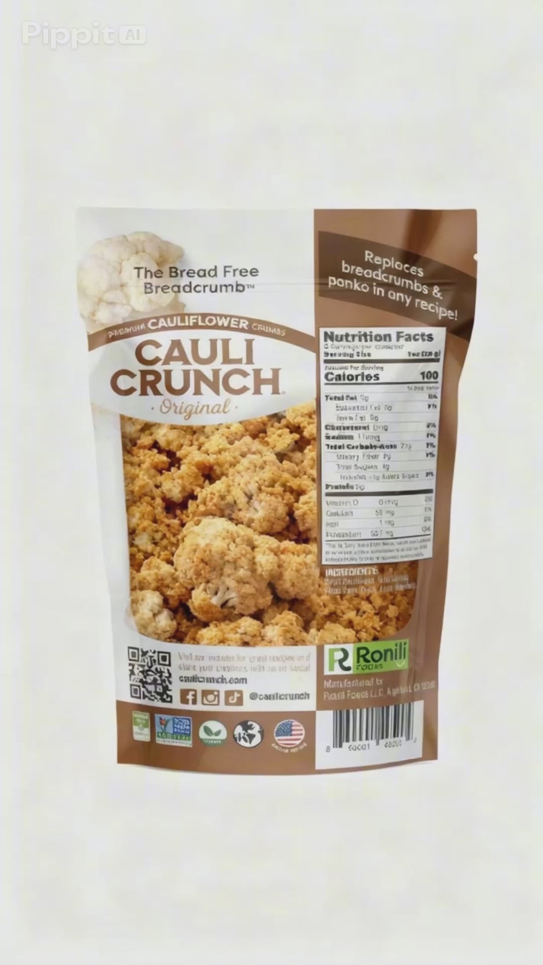 Cauli Crunch | Original Gluten Free Cauliflower Bread Crumbs  Bread-Free Breadcrumbs, Certified Gluten Free + NON-GMO, Vegan, Kosher Bread Crumbs, All Natural (Original)