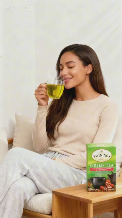 Twinings Green Tea Pomegranate Raspberry & Strawberry 20 Bags Case of 6