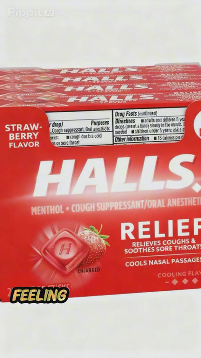 HALLS Relief Strawberry Cough Drops 9 Drops