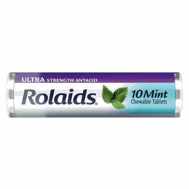 Rolaids Ultra Strength Antacid Chewable Tablets Mint 10 Tablets per Roll