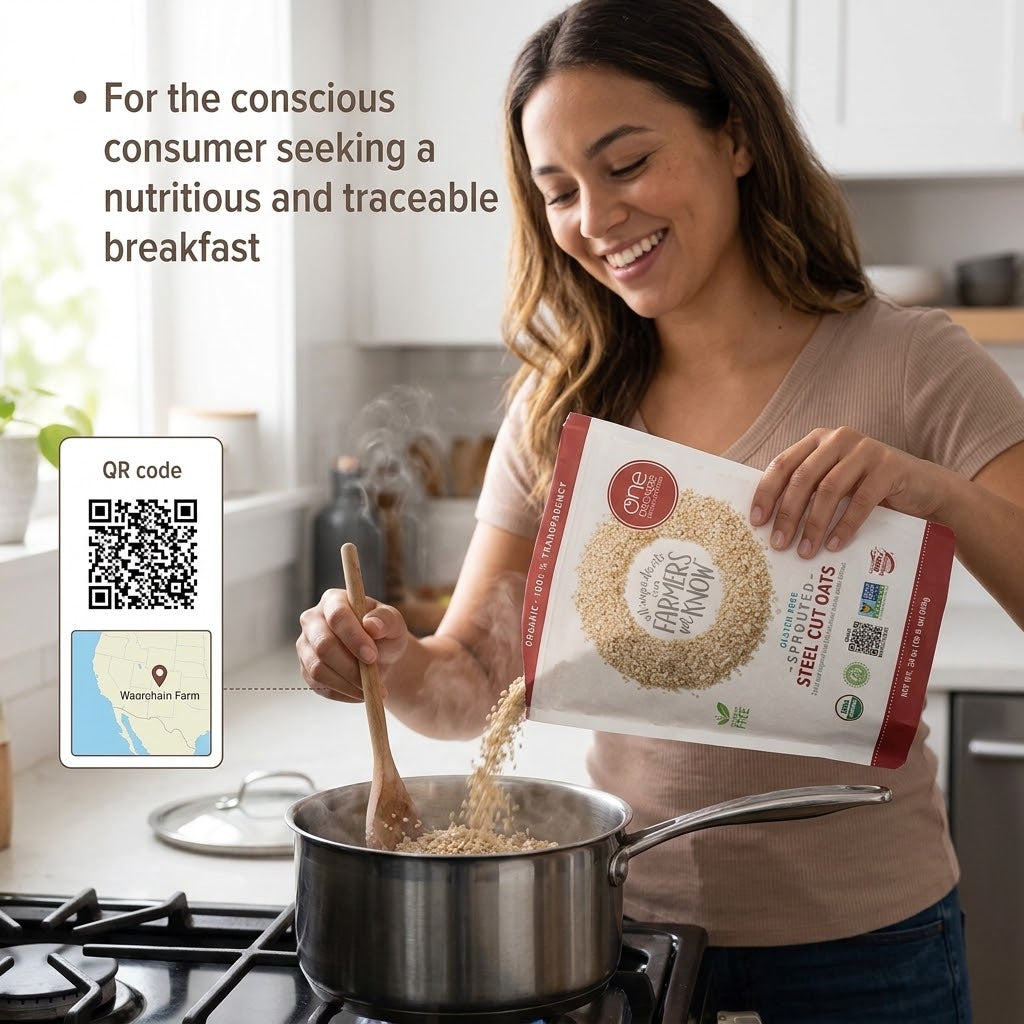 One Degree Organic Foods Sprouted Steel Cut Oats, Non-GMO Oatmeal (Pack of 8) One Degree Organic Foods